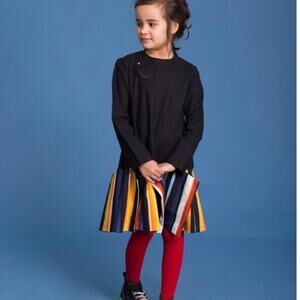 Motoreta girls  black multi striped flapper dress size 12/13